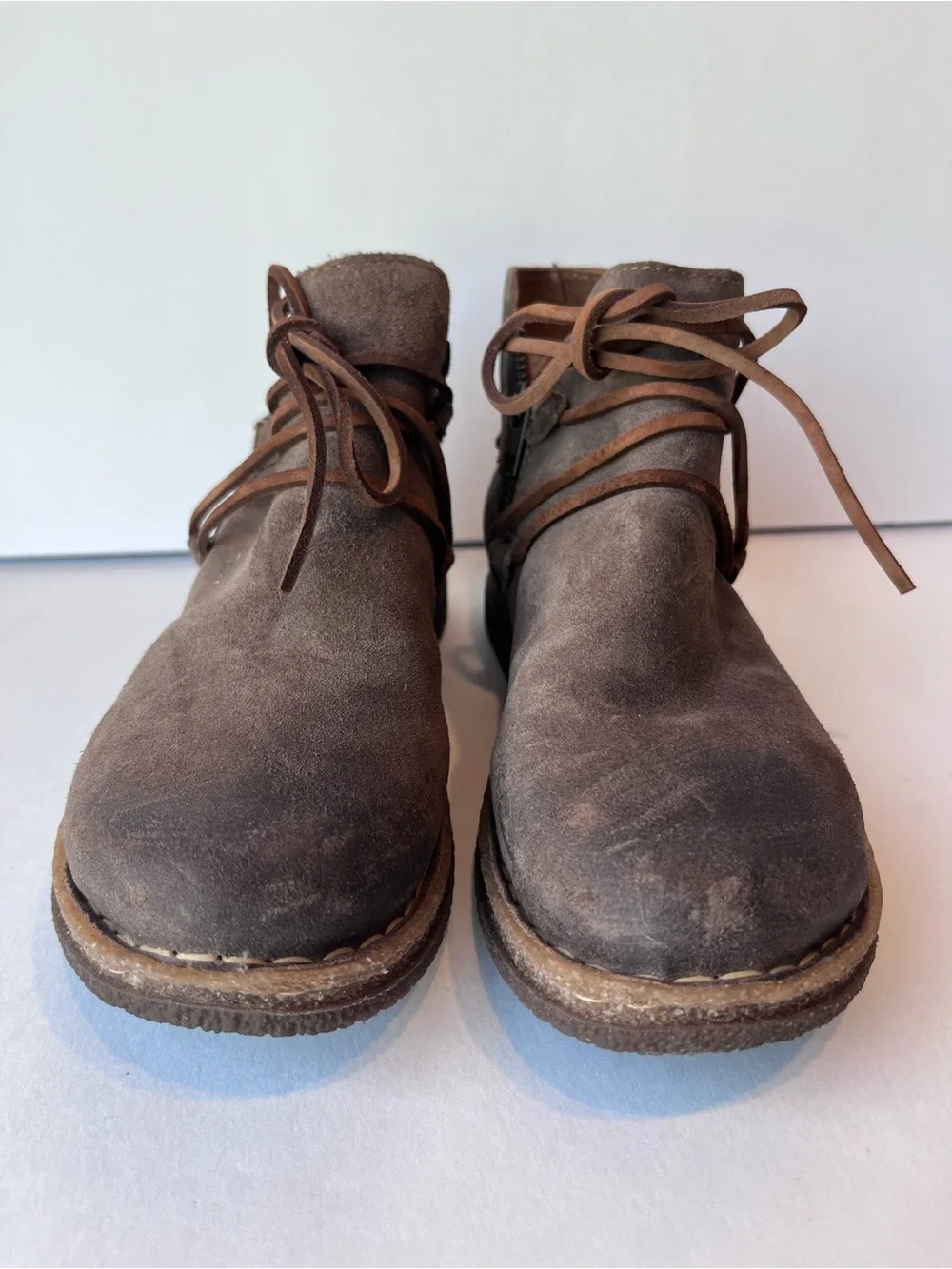Born Calyn Taupe Leather Ankle Boots